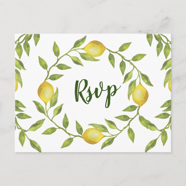 Carte Postale Mariage de citrons et verdure RSVP avec choix de r (Devant)