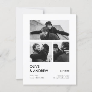 Carte Postale Mariage de collage photo moderne esthétique