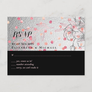Carte Postale Mariage de Confetti en argent noir rose Rosegold