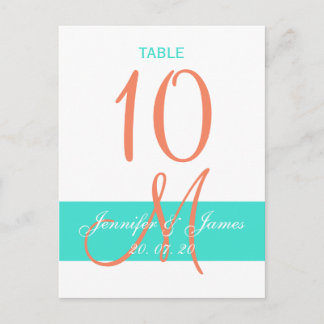 Carte postale Mariage de corail turquoise