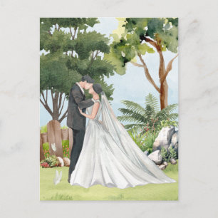 Carte Postale Mariage de couple aquarelle
