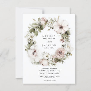 Carte Postale Mariage de courme de fleurs d'aquarelle de crème