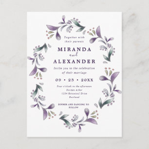 Carte Postale Mariage de couronnes de ressort floral lavande