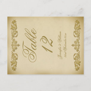 Carte Postale Mariage de défilement feuille vintage Numéro de ta