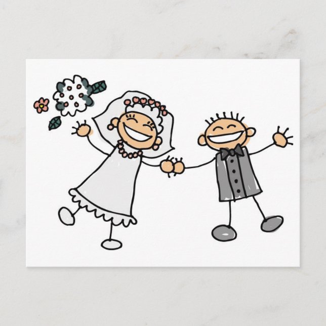 Carte Postale Mariage de dessin (Devant)