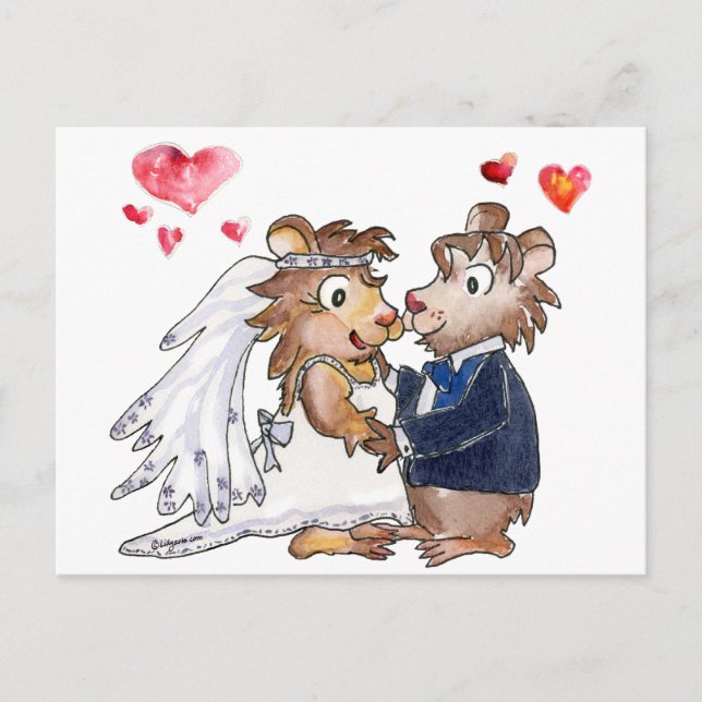 Carte Postale Mariage de dessin animé Couple (Devant)