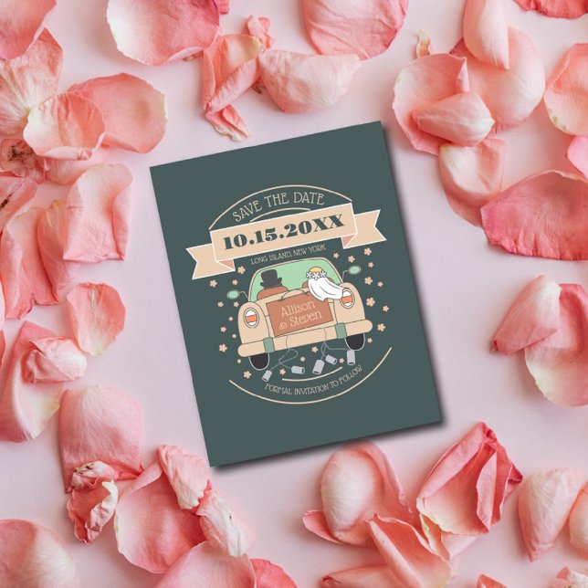 Carte Postale Mariage de dessin animé mignon enregistrer la date (Créateur téléchargé)