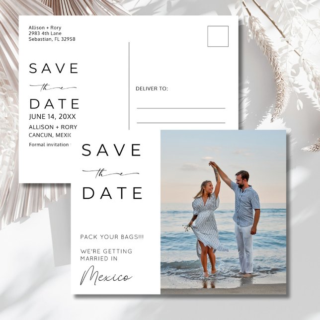 Carte Postale Mariage de destination à Mexico Save the Date (Mexico Beach Destination Wedding Save the Date Postcard)