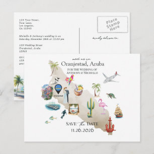 Carte Postale Mariage de destination à Oranjestad Aruba Enregist