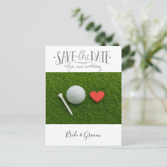 Carte Postale Mariage de golf Enregistrez la date (Debout devant)