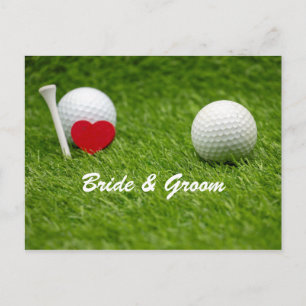 Carte Postale Mariage de golf la mariée et le marié débutent ave