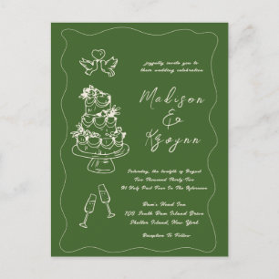 Carte Postale Mariage de gribouillis à main tiré
