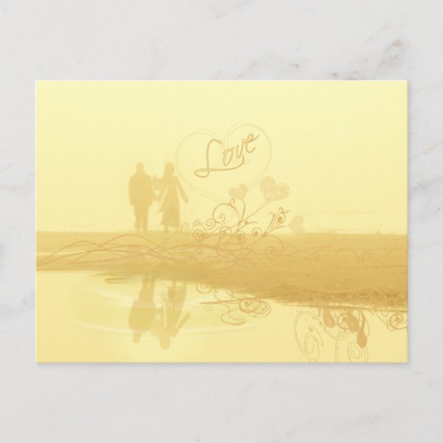 Carte Postale Mariage de la plage de Coeur Jaune (Devant)