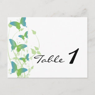 Carte Postale Mariage de la vigne à papillon bleu et vert Numéro