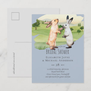 Carte Postale Mariage de Lapins Couple Jardin Campagne