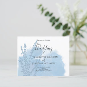 Carte Postale Mariage de lavage bleu céleste à l'aquarelle botan