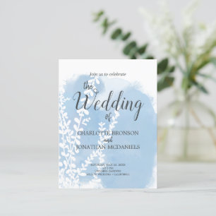 Carte Postale Mariage de lavage bleu céleste à l'aquarelle botan