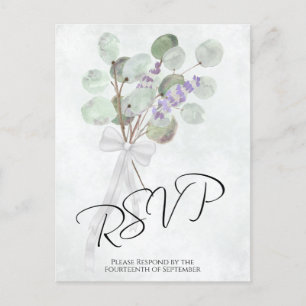 Carte Postale Mariage de Lavande Rustique Eucalyptus Bouquet RSV