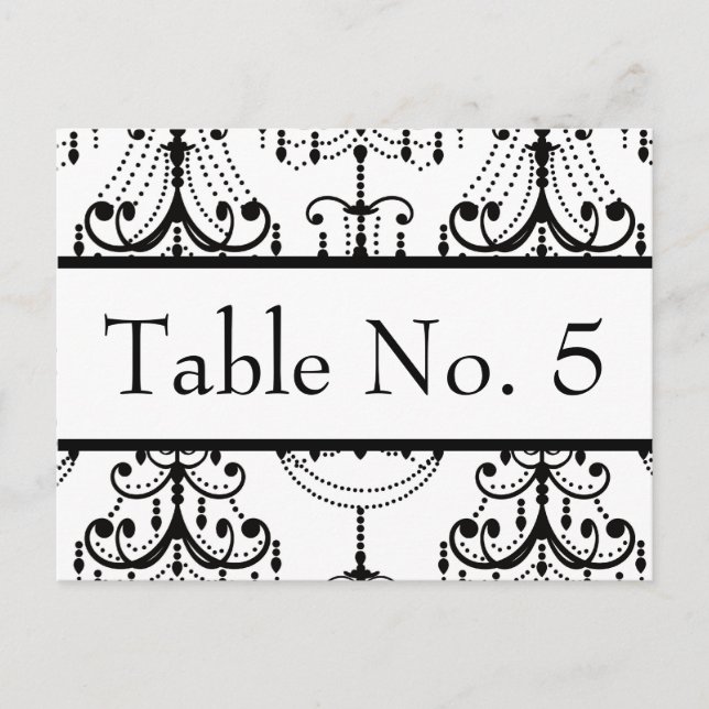 Carte postale Mariage de lustre noir et blanc Tabl (Devant)