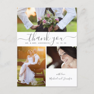 Carte Postale Mariage de Merci Collage de photos de script simpl