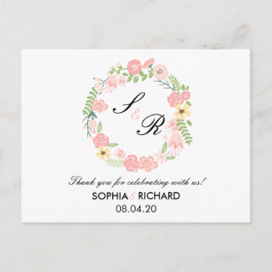 Carte postale Mariage de Merci de couronne de fleu