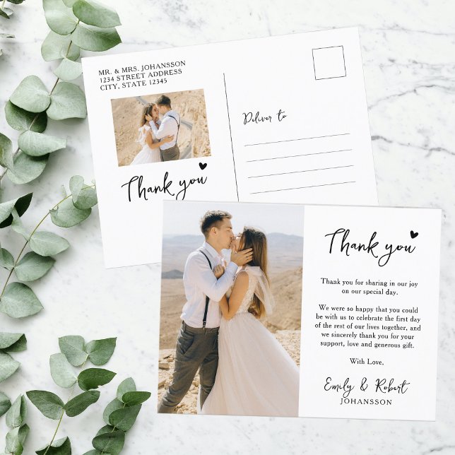 Carte Postale Mariage de Merci de photo de code budget (Créateur téléchargé)
