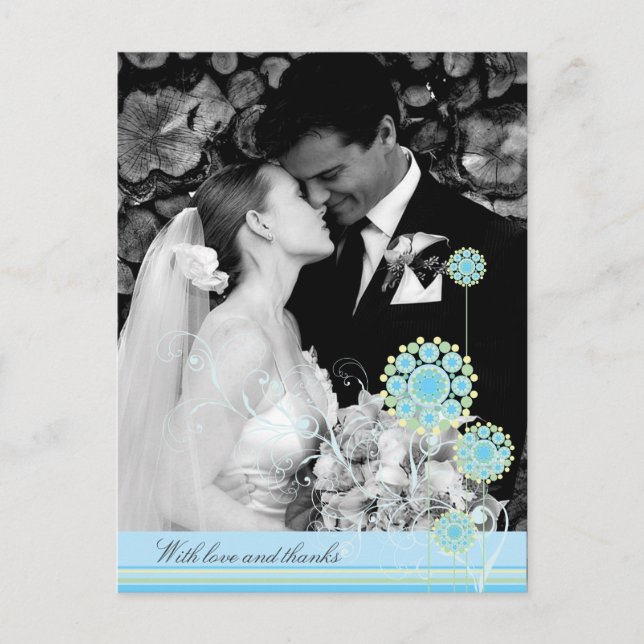 Carte Postale Mariage de Merci de torrents bleu (Devant)