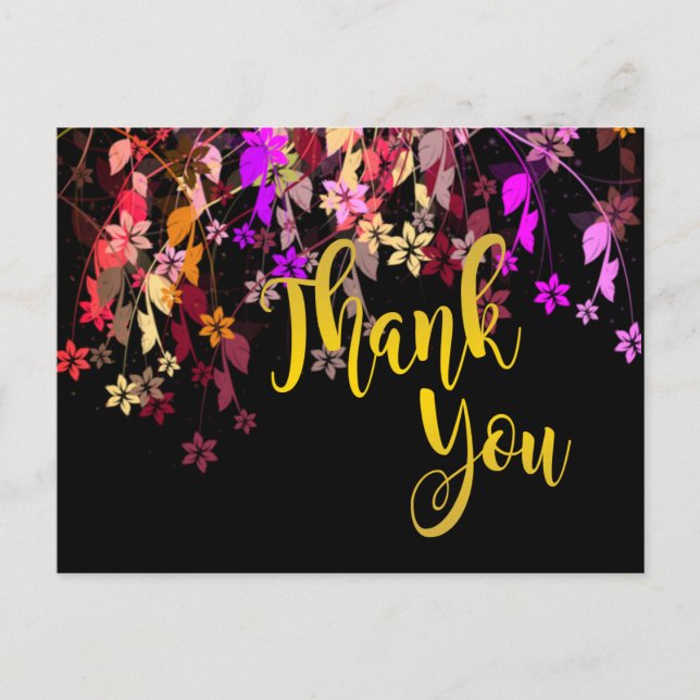 Carte Postale Mariage de Merci d'or floral (Devant)