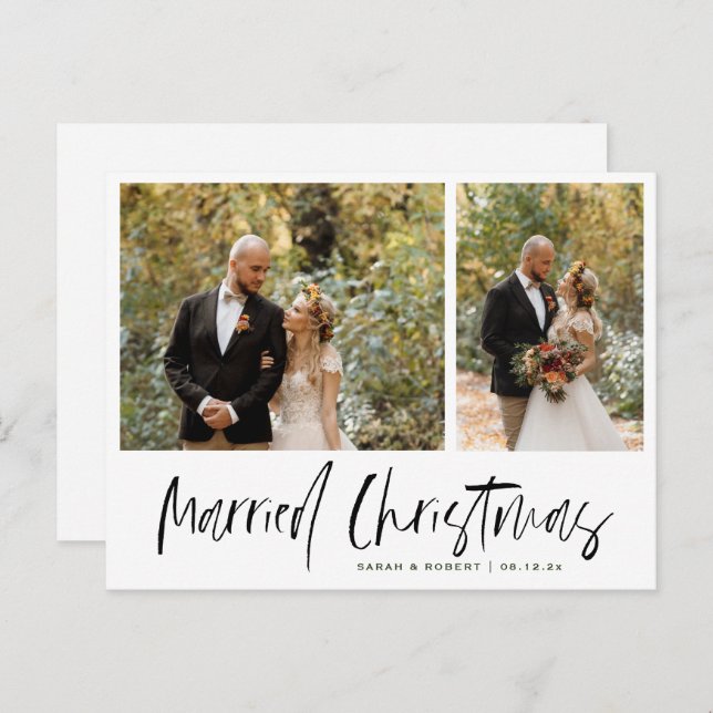 Carte Postale Mariage de Noël marié simple Faire-part (Devant / Derrière)