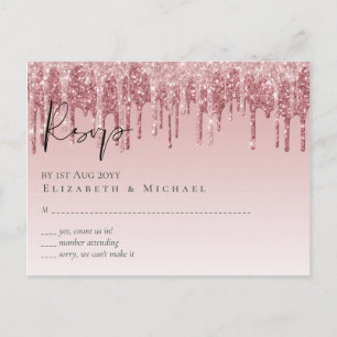Carte Postale MARIAGE de Parties scintillant rose or Rose