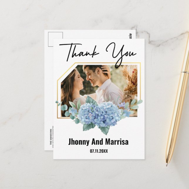 Carte postale Mariage de photo de script moderne (Devant/Arrière en situation)