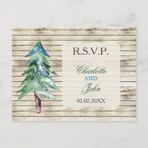 Carte Postale Mariage de pin de bois rustique