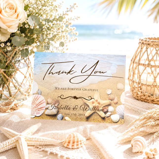 Carte Postale Mariage de plage tropical Merci Starfish (Créateur téléchargé)