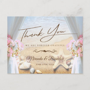 Carte Postale Mariage de plage tropical Merci Starfish
