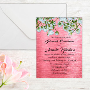 Carte Postale Mariage de roses et de métal rose moderne