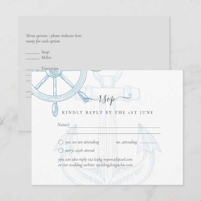 Carte Postale Mariage de roue des navires nautiques (Devant / Derrière)