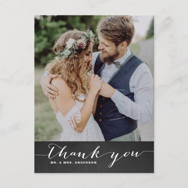 Carte Postale Mariage de script rustique Merci vertical II (Devant)