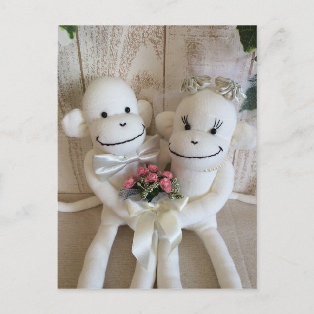 Carte postale Mariage de singe rose K&K (Devant)