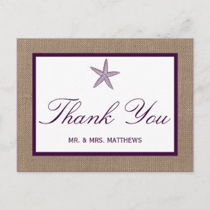 Carte Postale Mariage de Starfish Burlap Beach Choisissez votr