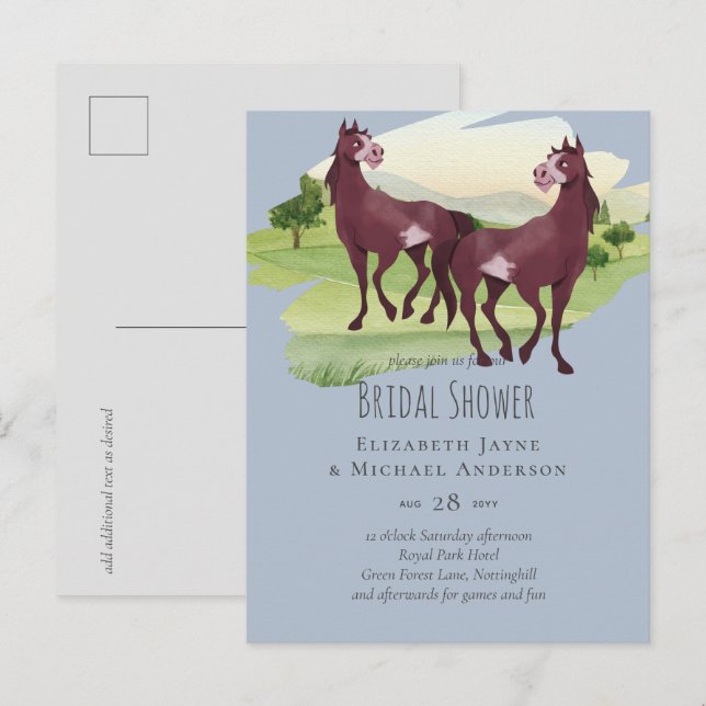 Carte Postale Mariage de style western rustique à thème équin (Devant / Derrière)