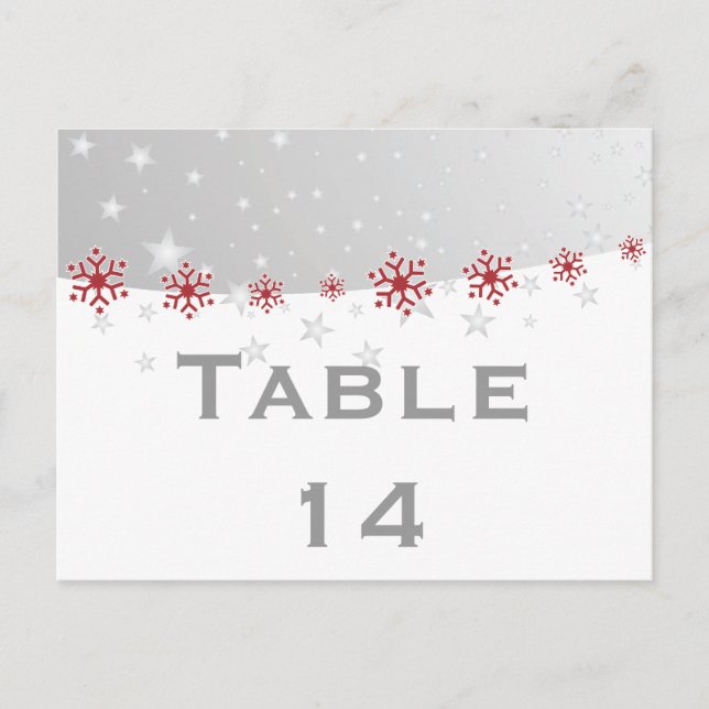 Carte Postale Mariage de table rouge argent gris flocon de neige (Devant)