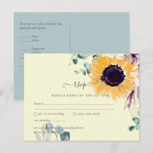 Carte Postale Mariage de tournesols d'été Eucalyptus Verdure