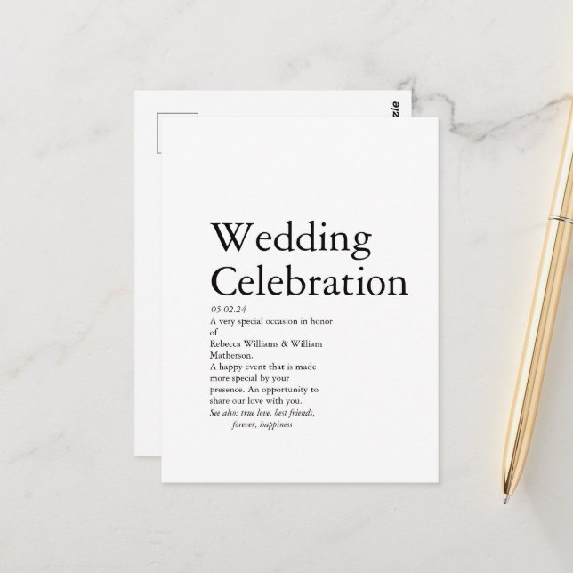 Carte Postale Mariage Définition (Devant/Arrière en situation)