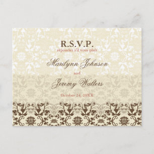Carte postale Mariage Dentelle Damask Swirls