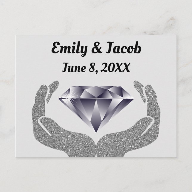 Carte Postale Mariage des mains de diamant (Devant)