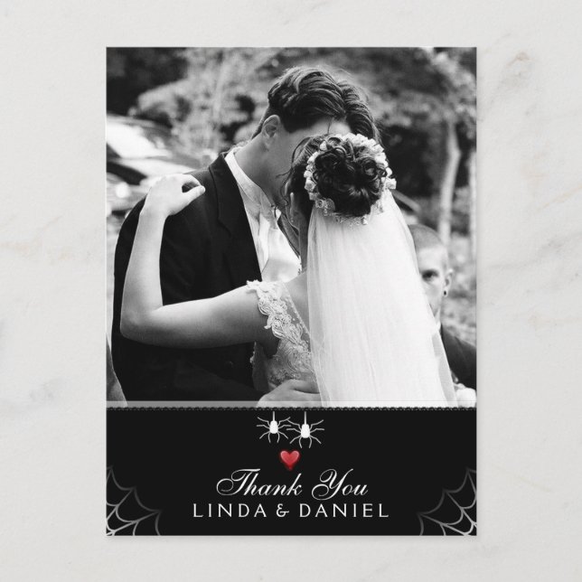 Carte Postale Mariage d'Halloween Spider Merci gothique Photo (Devant)