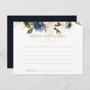 Carte Postale Mariage d'or floral Blush Navy