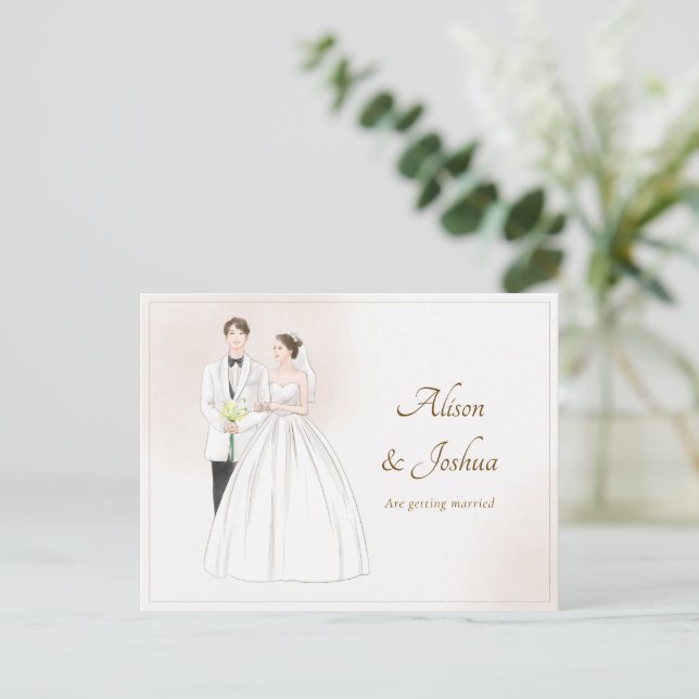 Carte Postale Mariage du couple esthétique blanc (Debout devant)