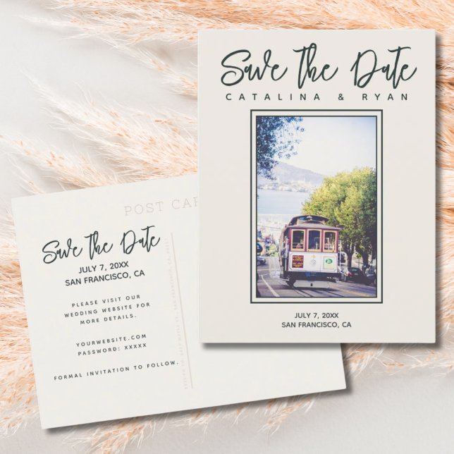 Carte Postale Mariage du trolley à San Francisco Enregistrer la  (San Francisco Save the Date Postcards)