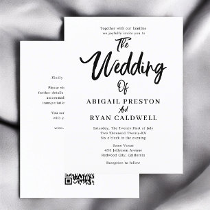 Carte Postale Mariage Économique Script Pinceau Tout En Un